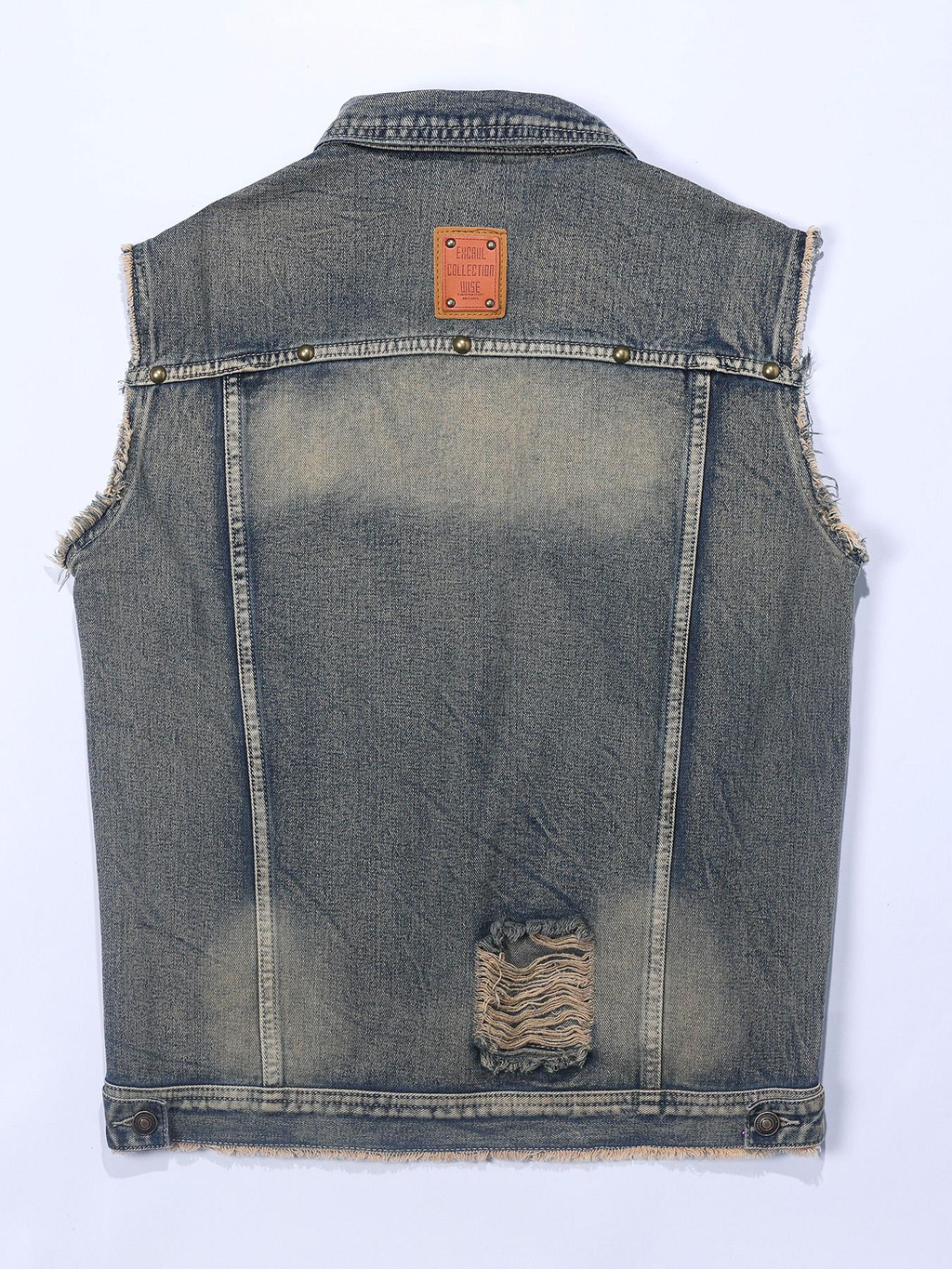 [MJ579-YOUYI}New Arrival Men's Denim Jacket with Ripped Design, Retro Washed Vest, a Stylish Pick for Streetwear Looks
