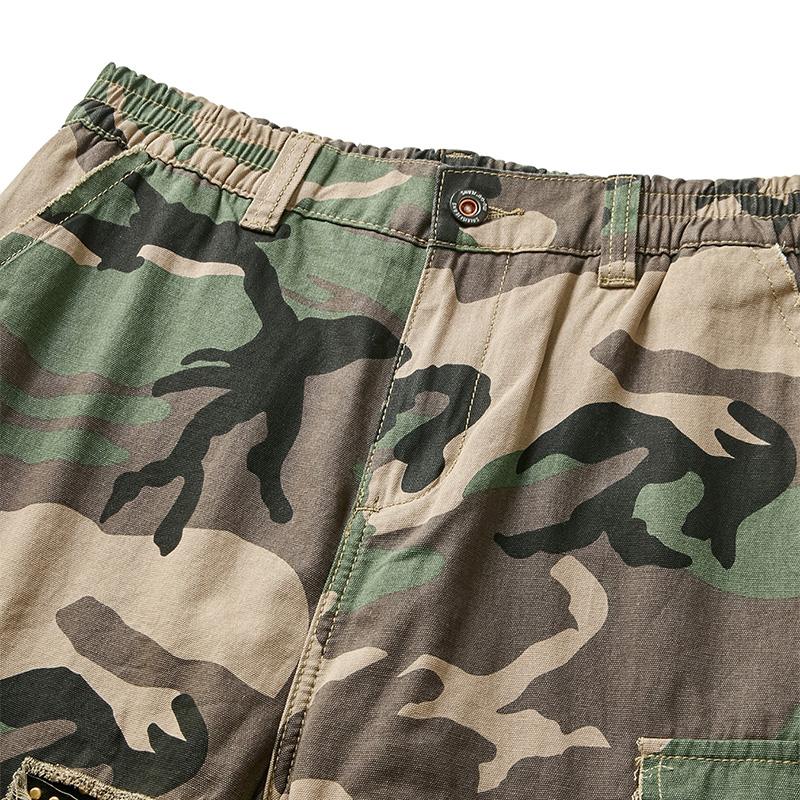 【DY006-YY]New Summer American Workwear Camo Shorts for Men, Loose & Casual Knee-Length Shorts, Simple & Practical for Summer Leisure and Beach Wear