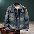 [Vintage Traces] Men’s Retro Denim Jacket, Loose Long‑Sleeve Korean‑Style Casual Outerwear 524