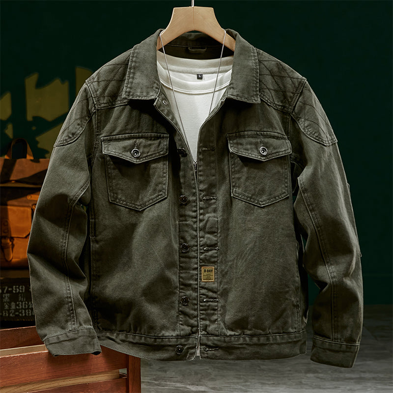 2025 Autumn Men’s Vintage Washed Denim Jacket, Biker Slim‑Fit High‑End Korean‑Style Fashion Outerwear