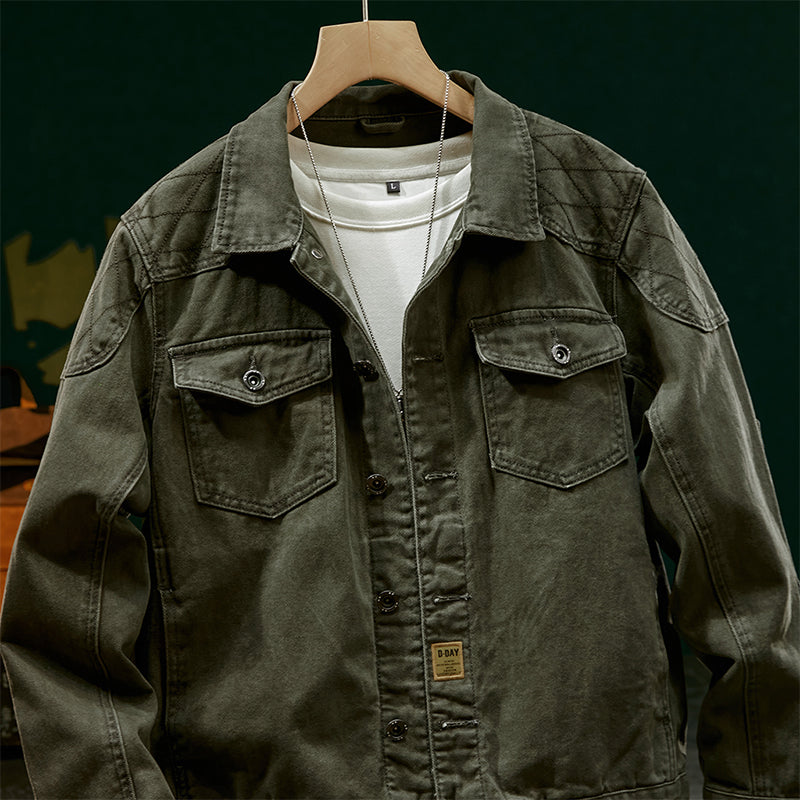 2025 Autumn Men’s Vintage Washed Denim Jacket, Biker Slim‑Fit High‑End Korean‑Style Fashion Outerwear