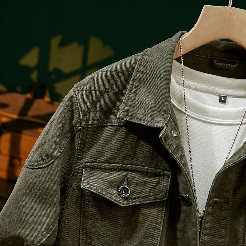 2025 Autumn Men’s Vintage Washed Denim Jacket, Biker Slim‑Fit High‑End Korean‑Style Fashion Outerwear