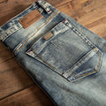 [L088] Luxury Men's Camera Film Color Slim Straight Jeans, Stretch Hong Kong Style Designer Denim Pants