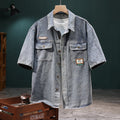 [CS566] Summer Trendy Handsome Men's Short Sleeve Denim Shirt